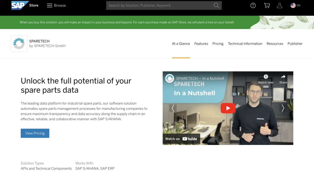 Sparetech SPARETECH now available in SAP® Store